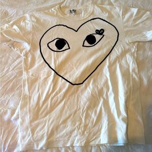 Comme des Garcons Men's Black Cotton Jersey Heart T-Shirt - Medium